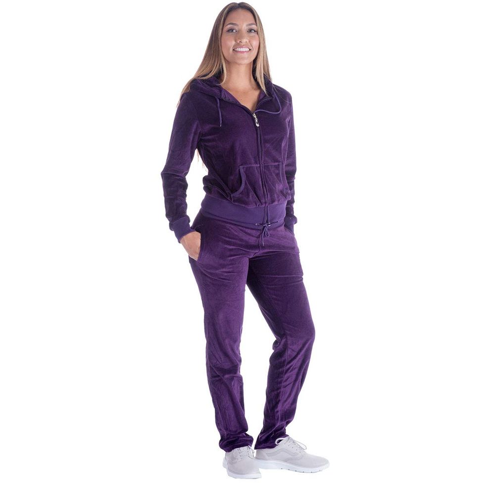 Women's Soft Velour Hoodie and Pants Tracksuit