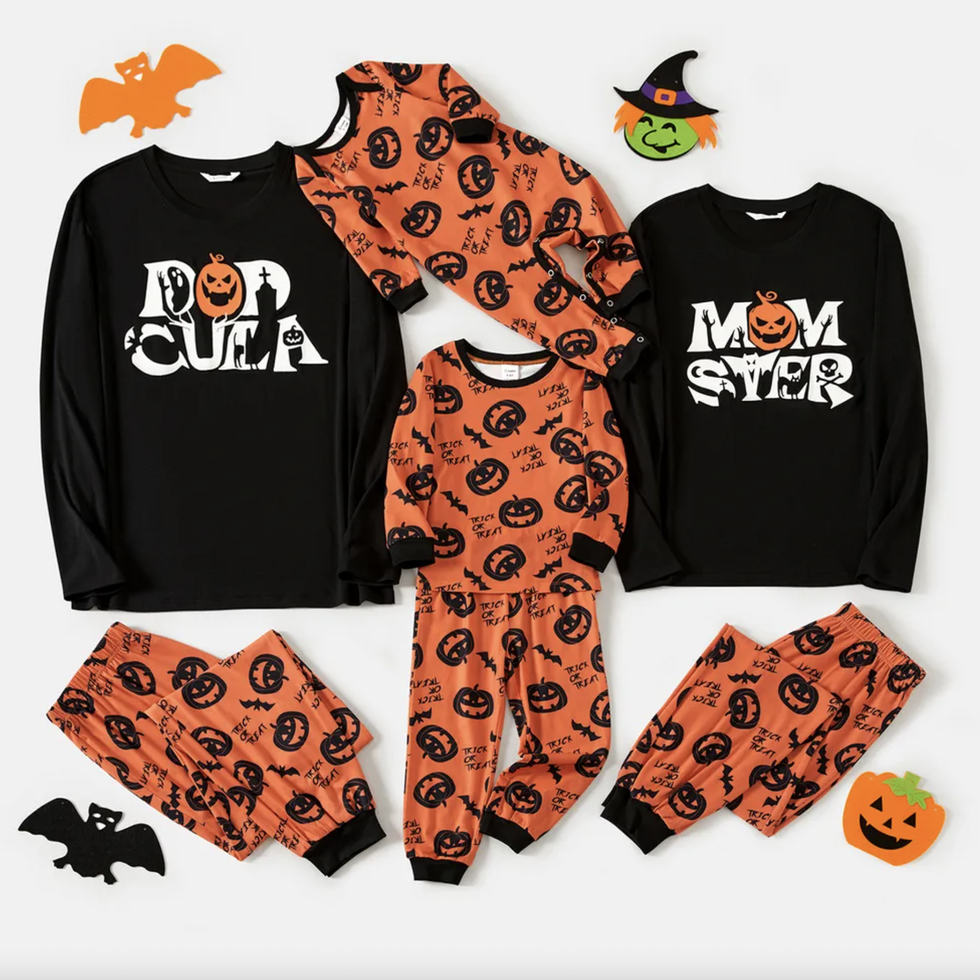 Spooky Pumpkin Halloween PJ Set - Black/Orange