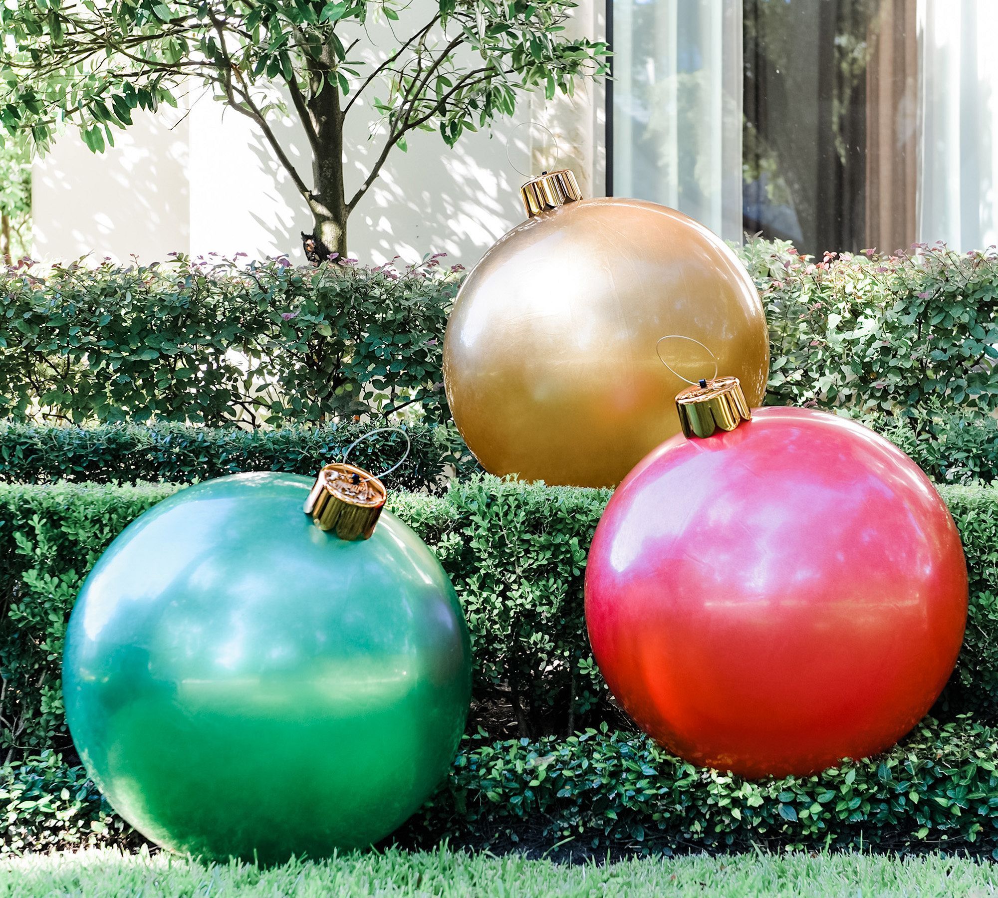 Christmas deals balls outside