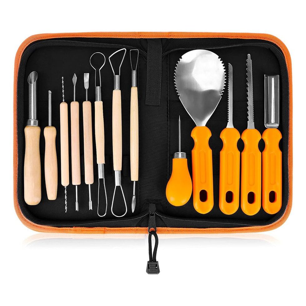 Pumpkin Carving Kit (21 Tool Set) w 11 Double Sided Pieces - Halloween  Professional Sculpting, Cutting and Carving Knife Supplies for Fall