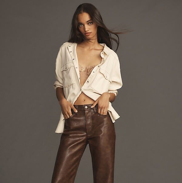 Karina Vegan Leather Pants in Beige - FINAL SALE  Leather pants outfit,  White leather pants, Winter pants outfit