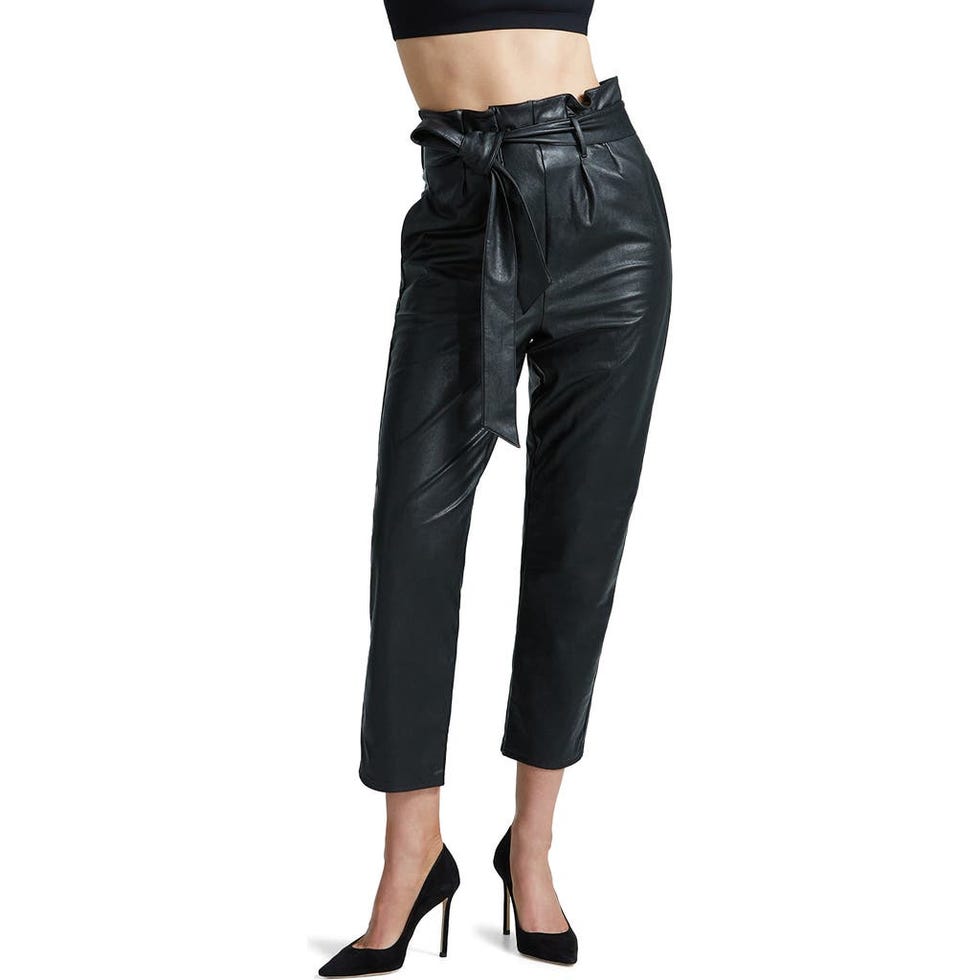 Paperbag Waist Faux Leather Crop Pants Paperbag Waist Faux Leather Crop Pants