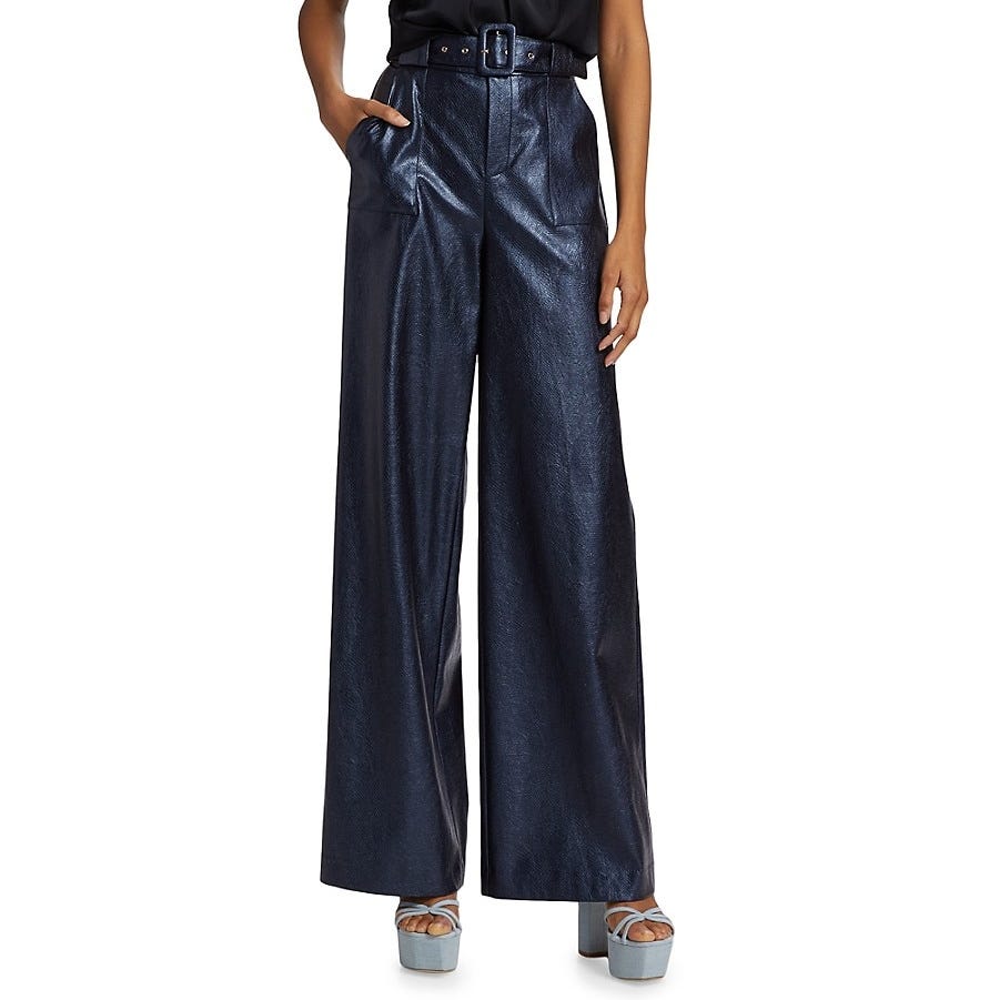 Bella Croc-Embossed Faux Leather Wide-Leg Pants Bella Croc-Embossed Faux Leather Wide-Leg Pants