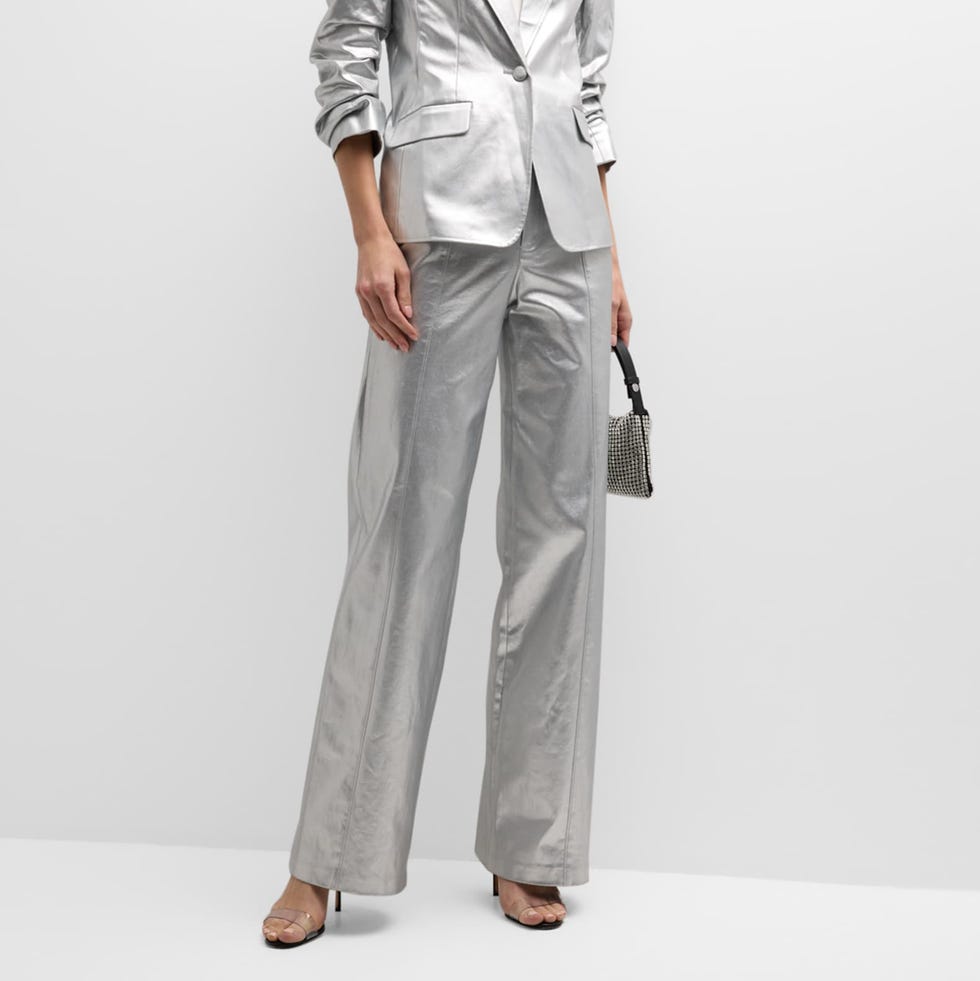 Francine Wide-Leg Foiled Denim Pants Francine Wide-Leg Foiled Denim Pants