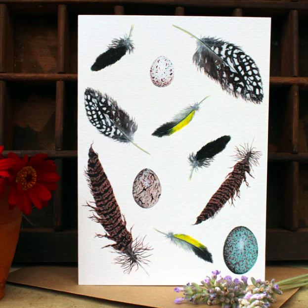 British Design Card in Feathers & Eggs