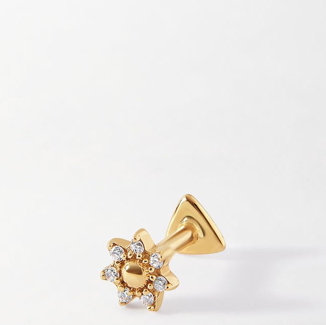 Flower Diamond Piercing Earring
