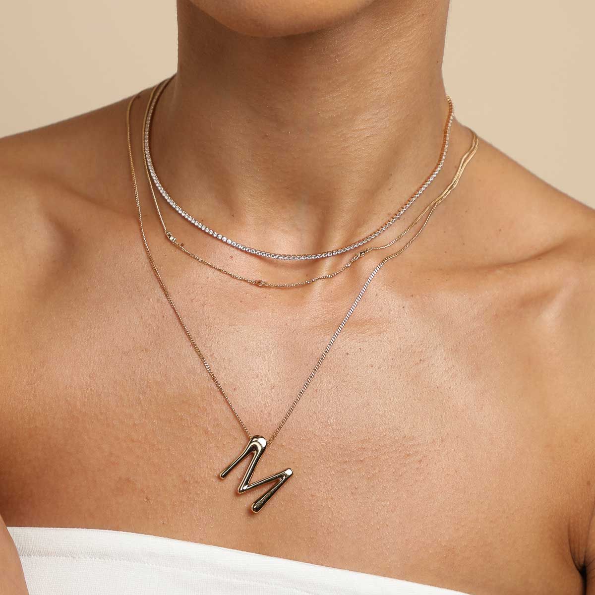 14K White Gold Diamond M Initial Pendant Necklace | Shop 14k White Gold  Classic Necklaces | Gabriel & Co