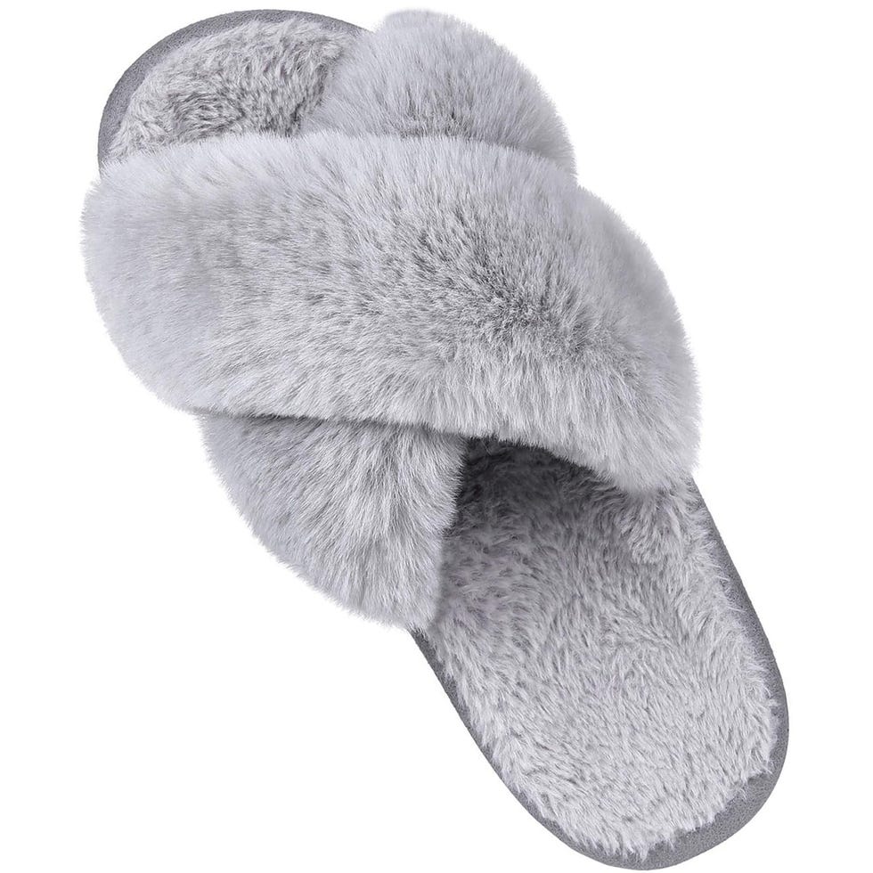 Women's Cross Band Fuzzy Slippers 