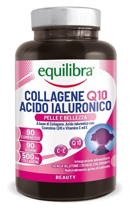 Integratore alimentare a base di Collagene Q10 Acido Ialuronico, Benessere e Bellezza della Pelle, a Base di Collagene Idrolizzato, Acido Ialuronico, Coenzima Q10, Vitamine C ed E