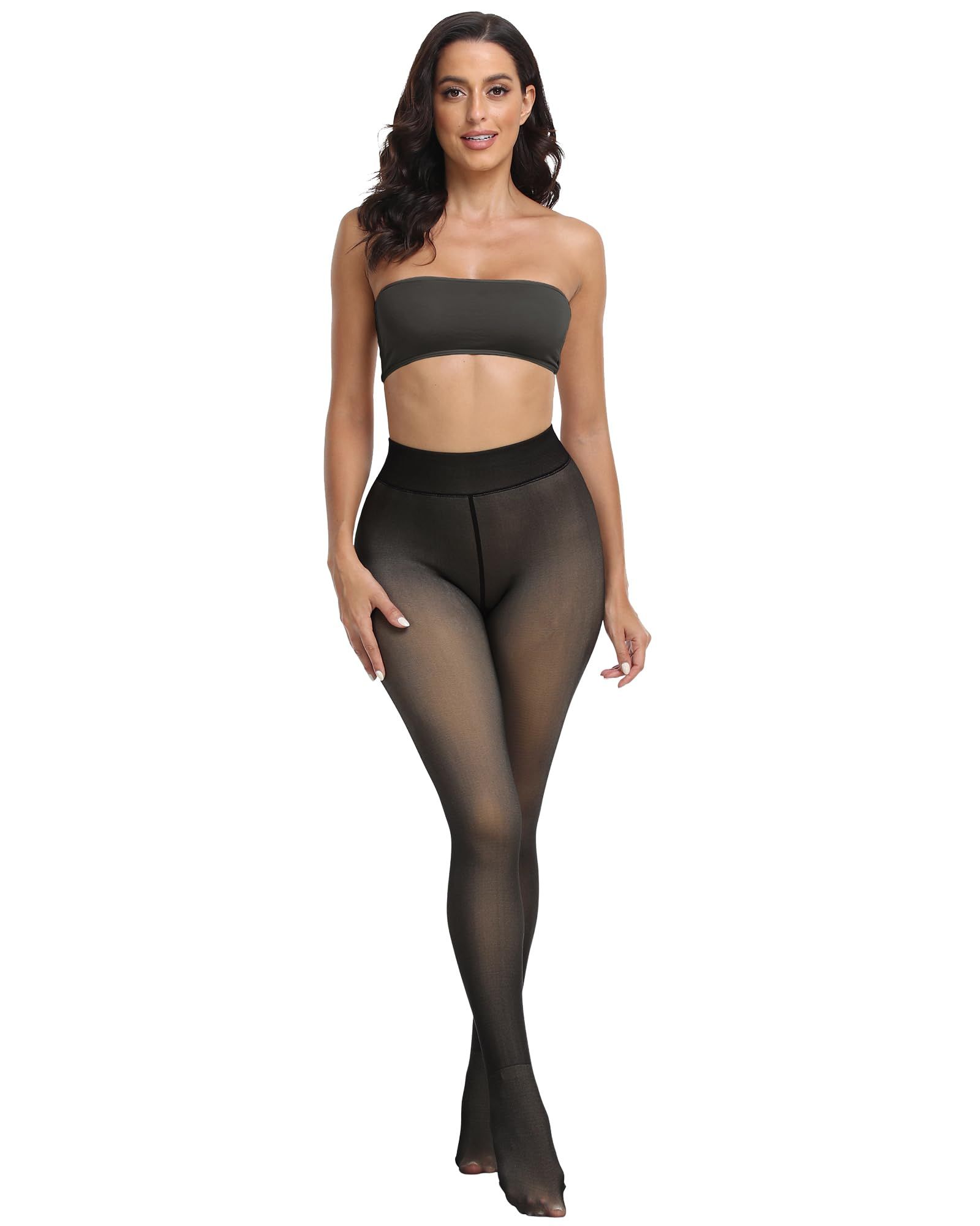 Fake sheer cheap fleece tights