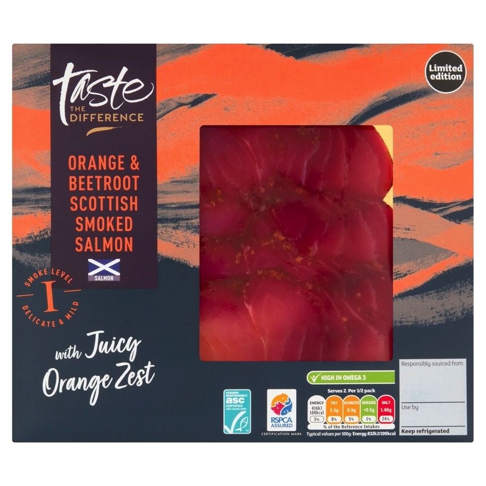 Sainsbury’s Taste the Difference Beetroot & Orange Smoked Salmon 100g