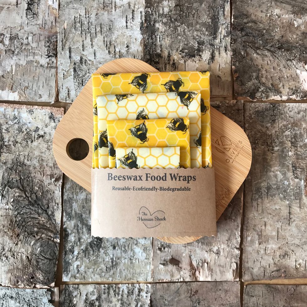Set of 4  Beeswax Food Wraps - Bees
