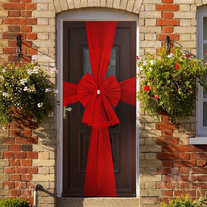 Extra large red door bow