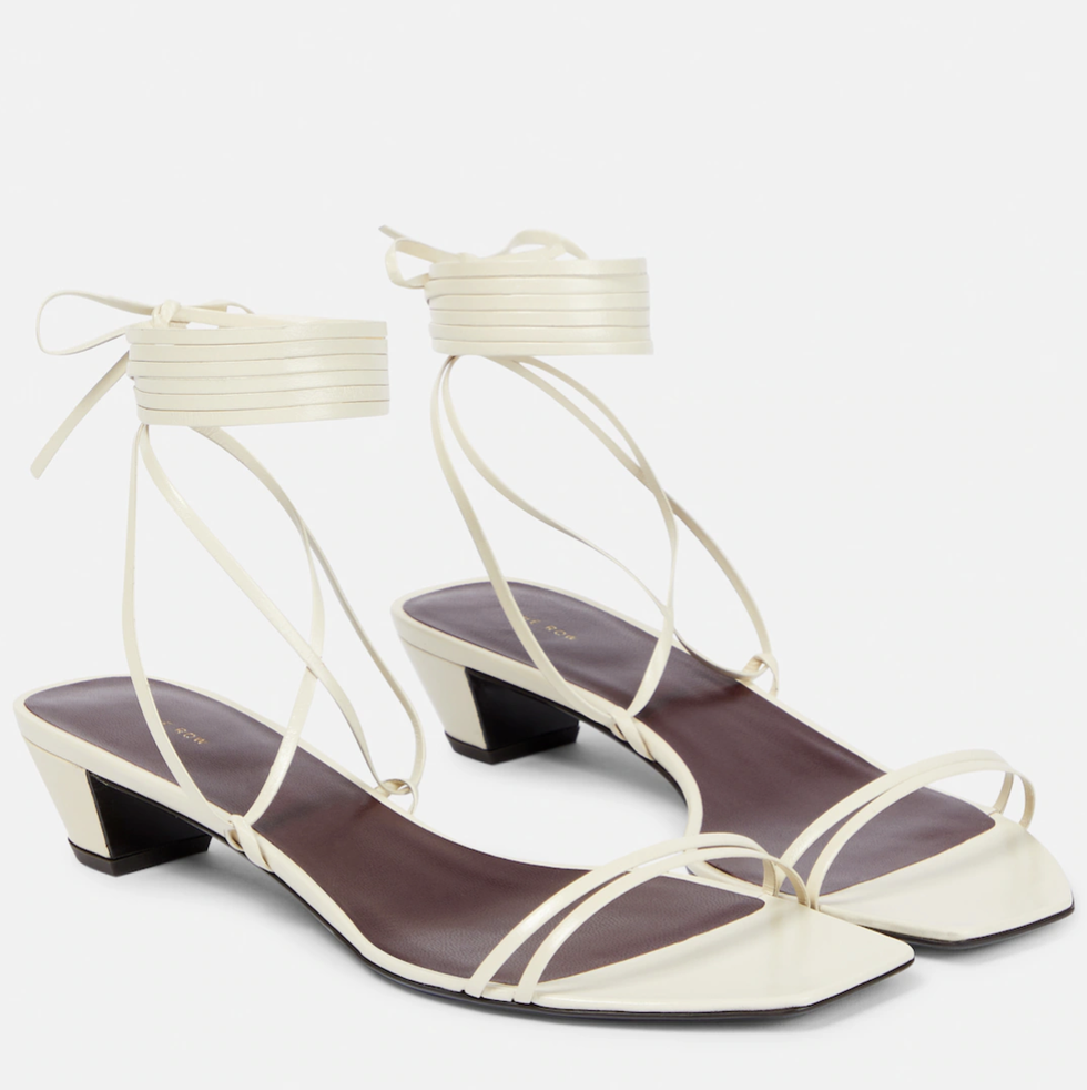 Graphic Strap Leather Sandals