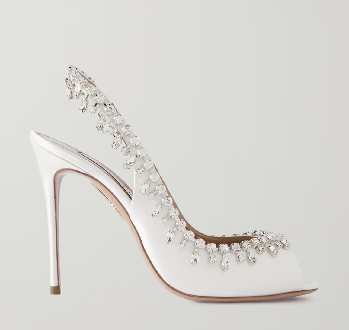 Crystal Embellished Straps Flat Satin Sandals | David's Bridal