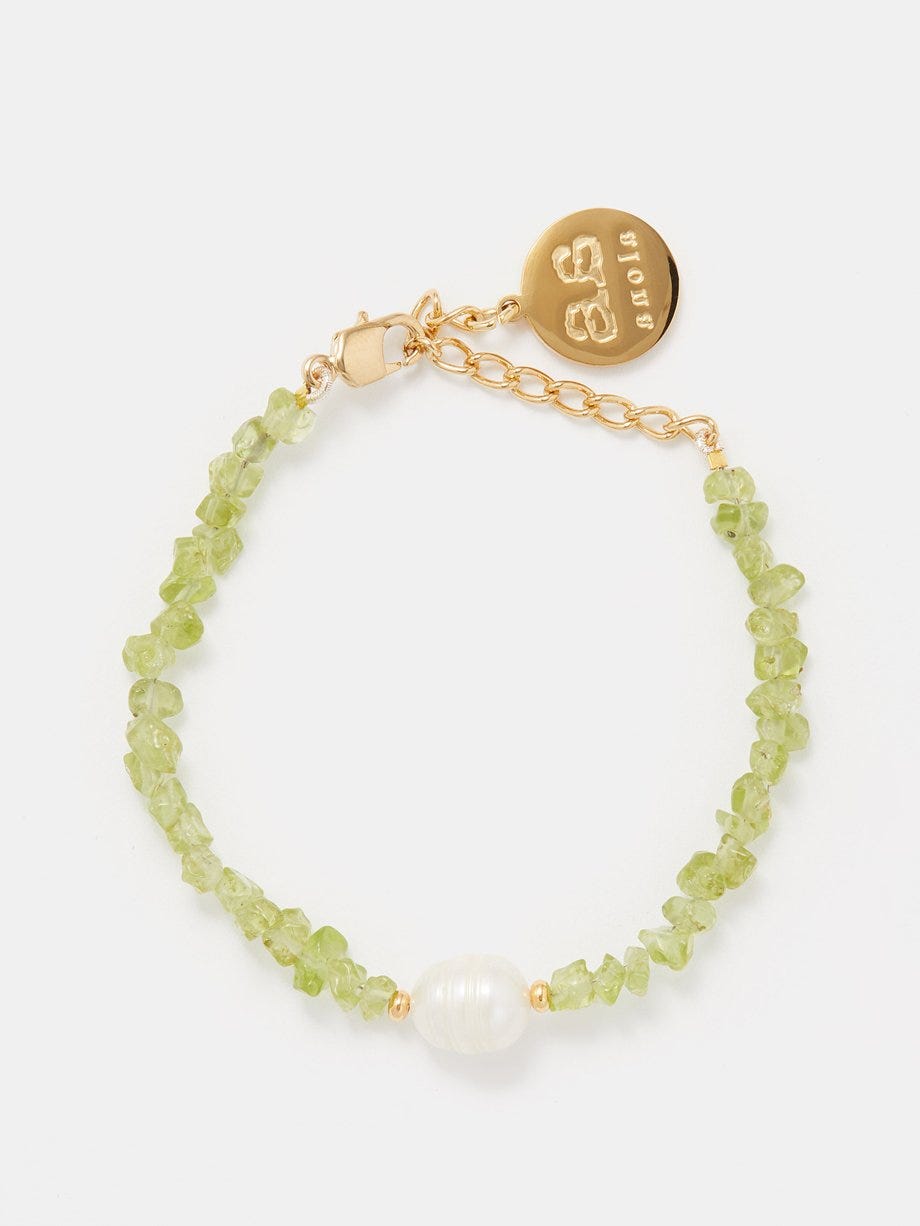 Willow peridot & 18kt gold-plated bracelet