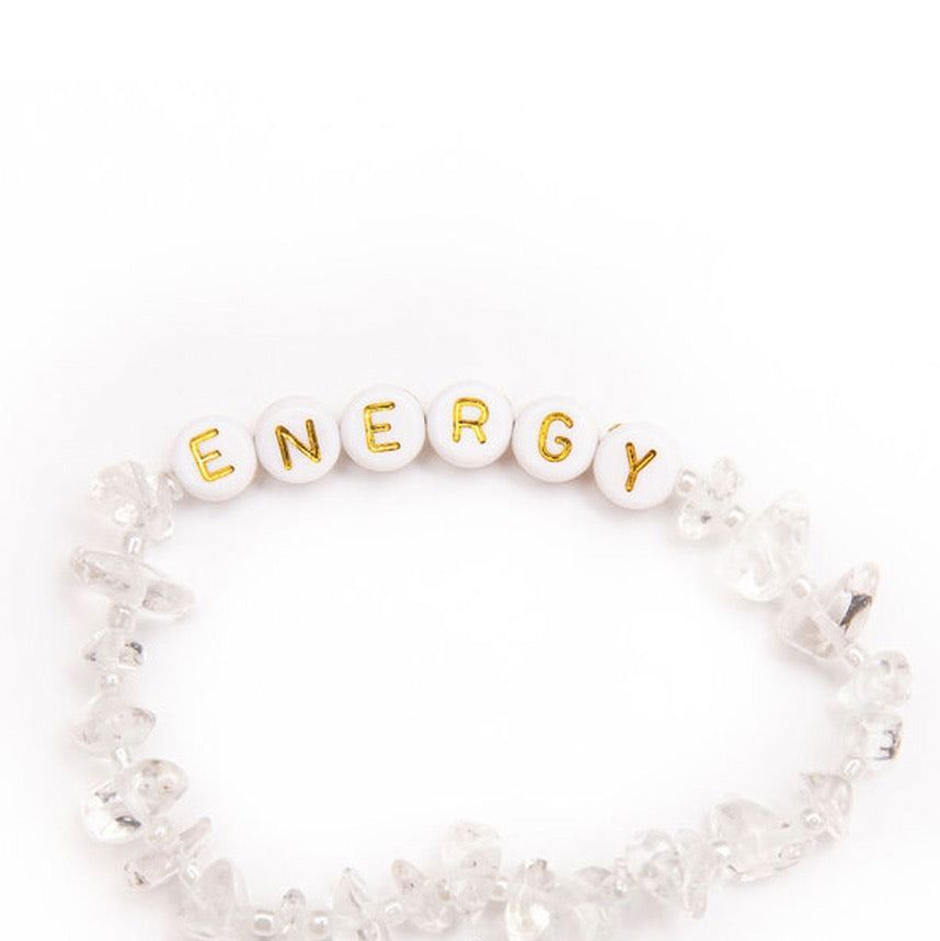 Energy gold clear quartz crystal healing bracelet