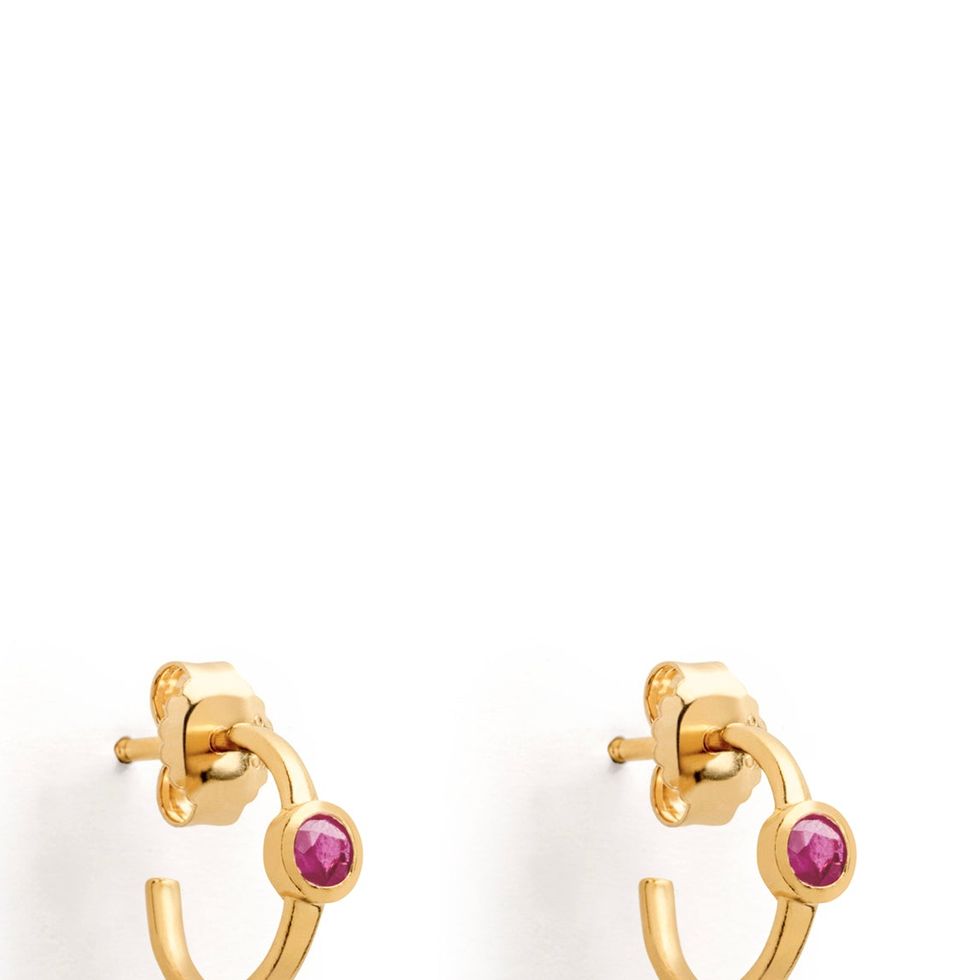 July ruby birthstone astrea hoop earrings