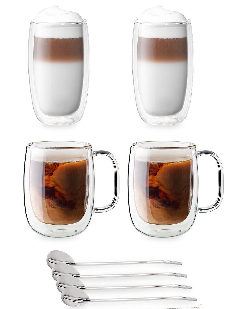Sorrento Double Wall Coffee & Beverage 9-Piece Glassware Set