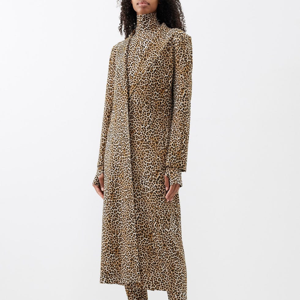 Single-Breasted Leopard-Print Jersey Coat Single-Breasted Leopard-Print Jersey Coat