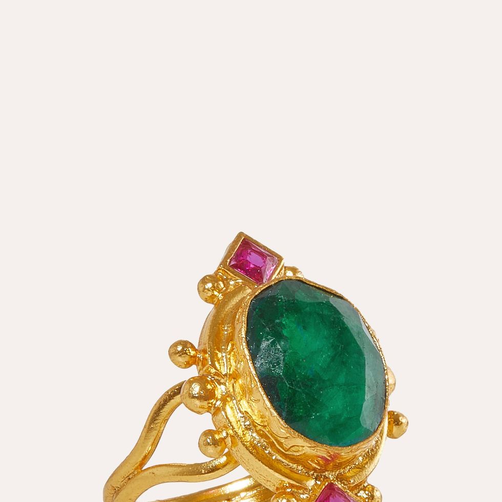 Raina emerald and pink crystal ring