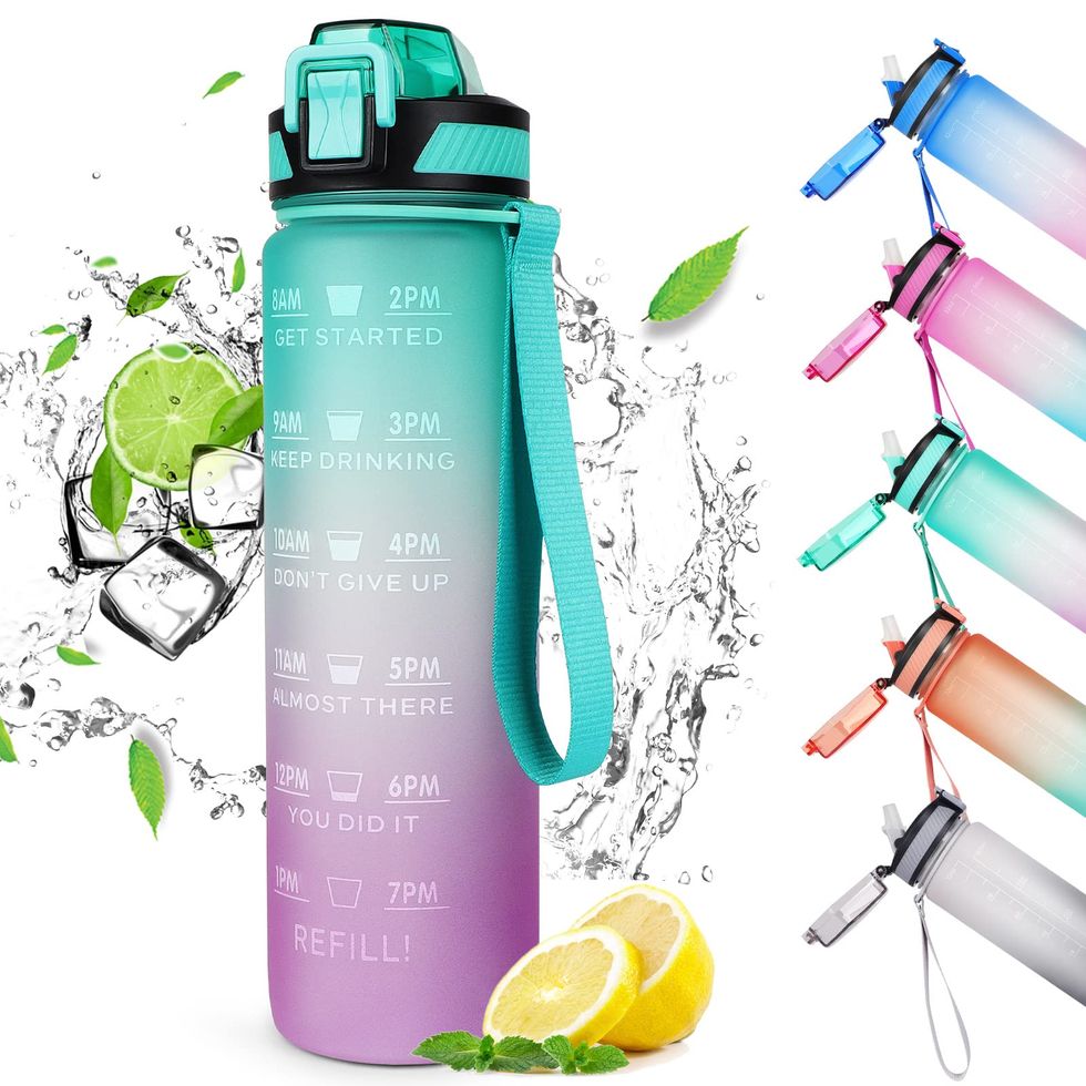 500/650ml Transparent Large Capacity Glass Bottle With Time Marker Cover  Water Drinks For Milk Juice Tea Coffee Simple Cup Sport