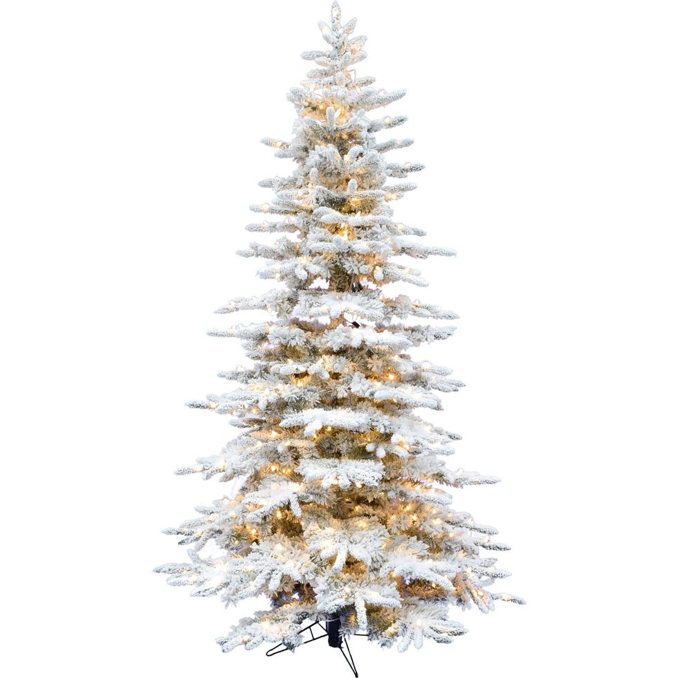 7.5-Ft. Flocked Artificial Mountain Pine Pre-Lit Christmas Tree