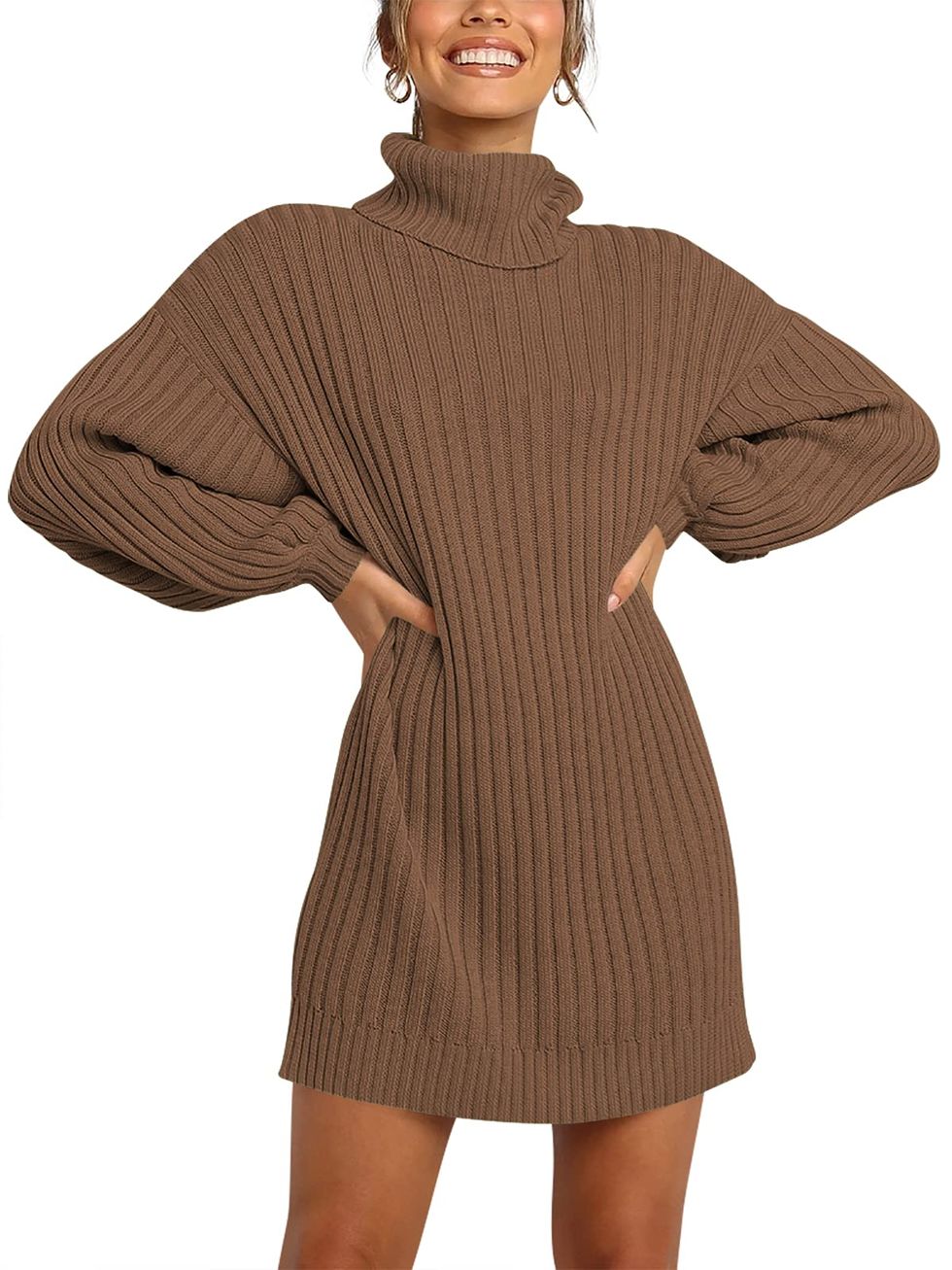 Long Sleeve Turtleneck Oversized Sweater Dress 