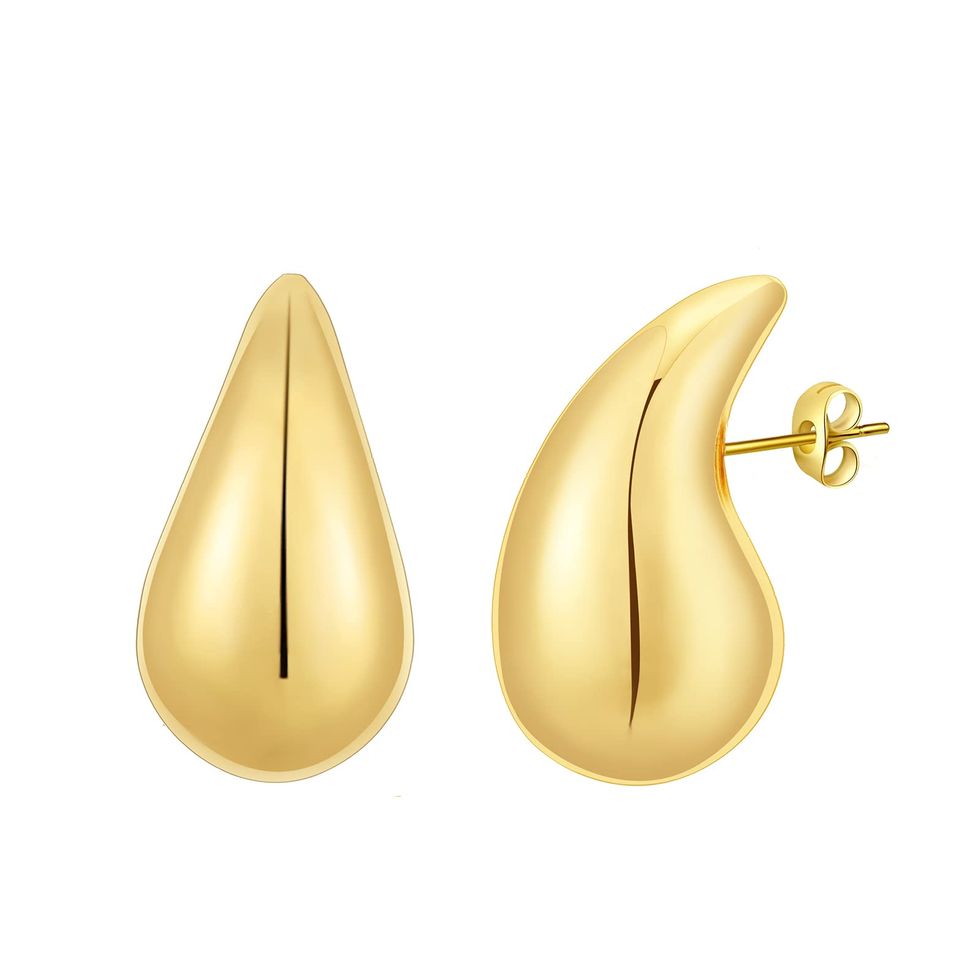 Chunky Gold Tear Drop Earrings