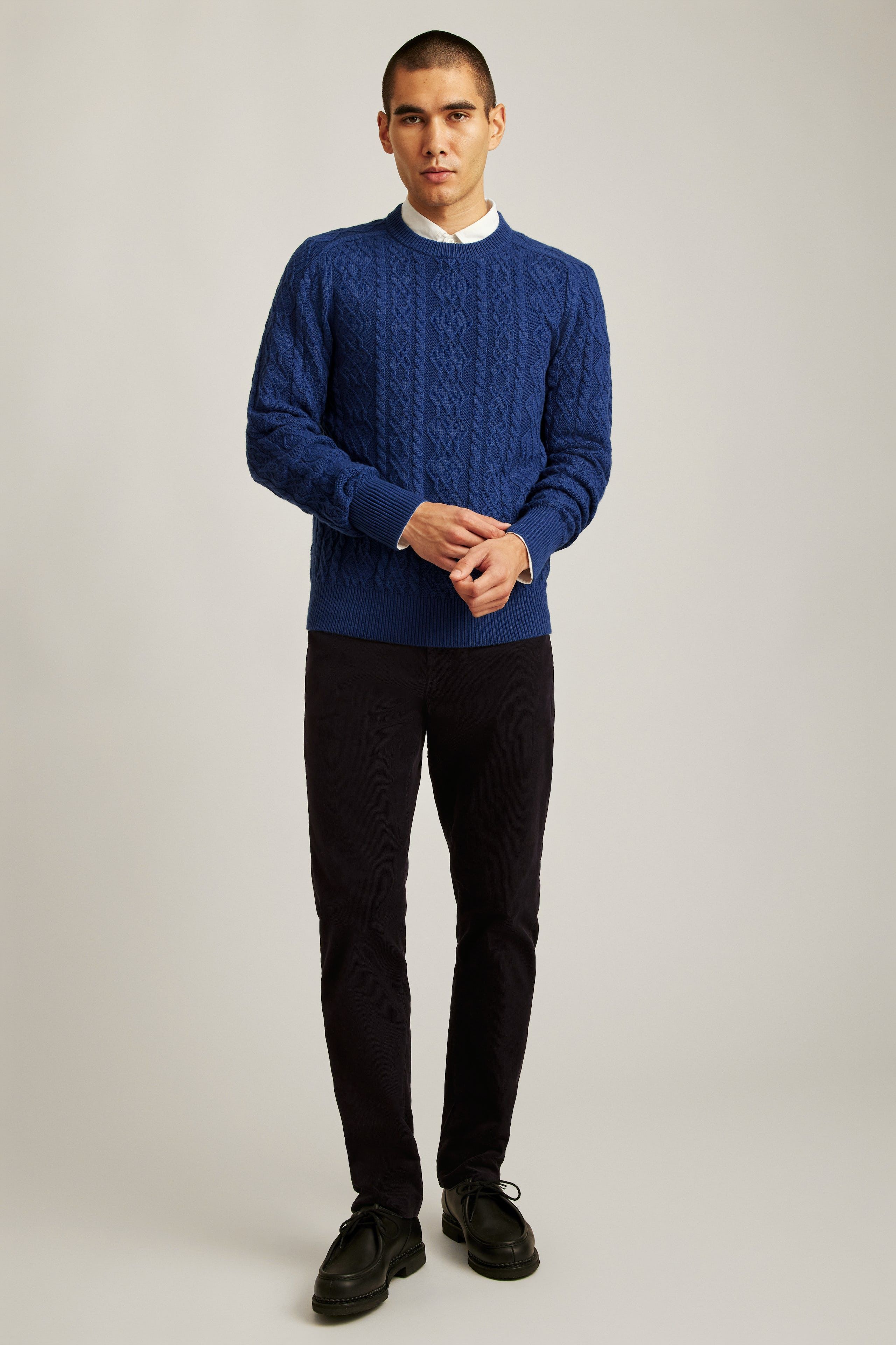 Mens cable knit sweater hotsell with buttons