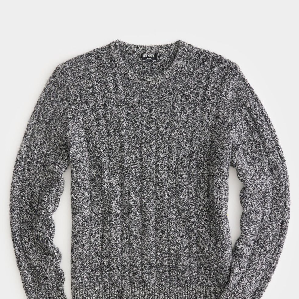 Grey cable knit donegal sweater, Men's Sweater