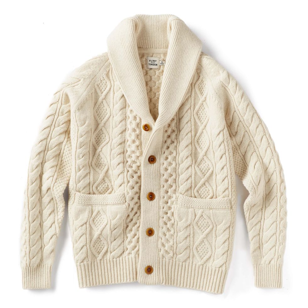 Regular Fit Cable-knit Sweater - White - Men