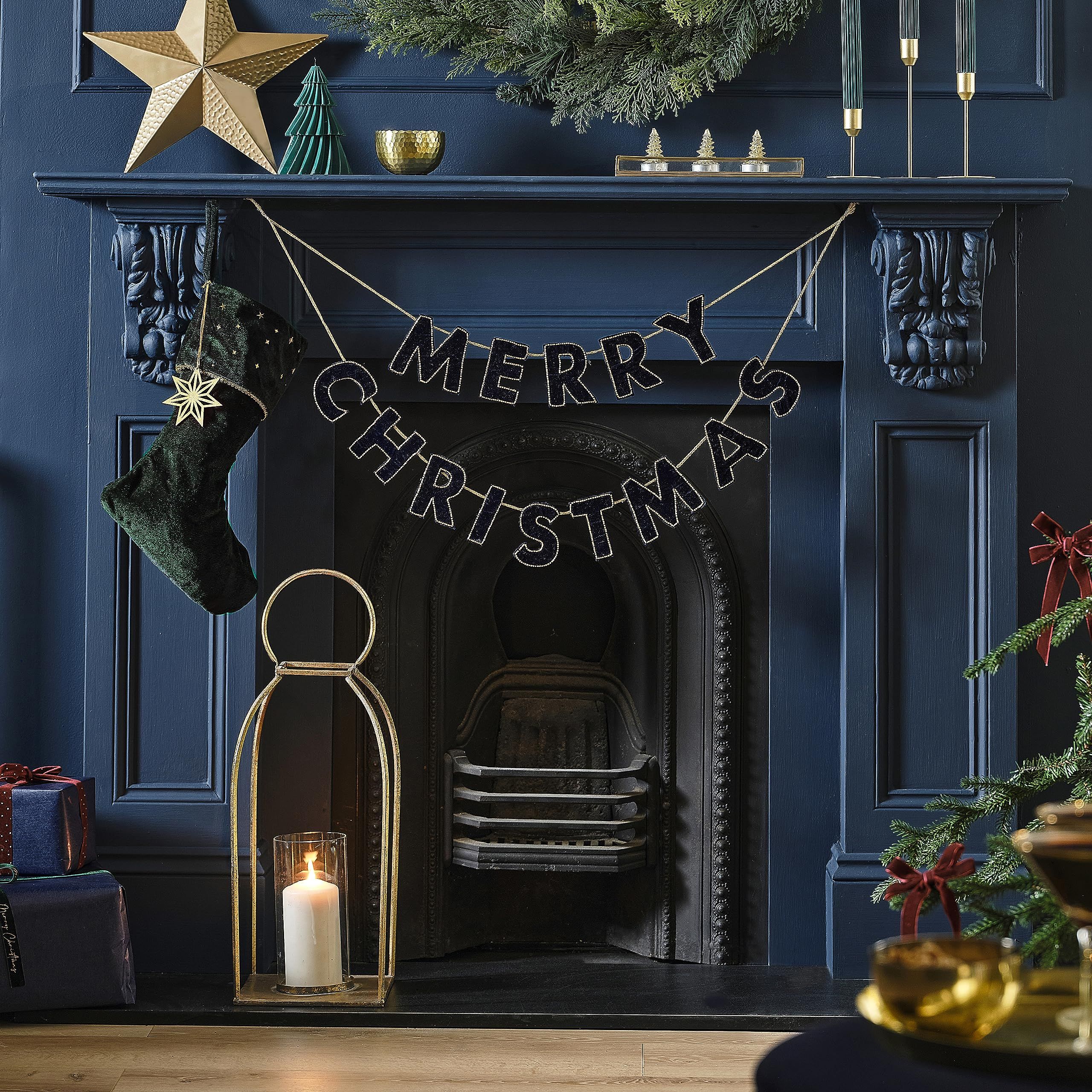 Blue christmas best sale decor