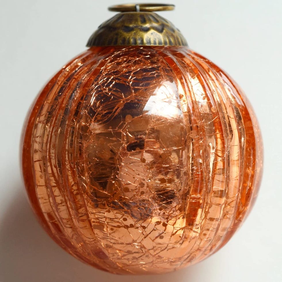 Pink Rose Gold Mercury Glass Ornaments, Set of 4