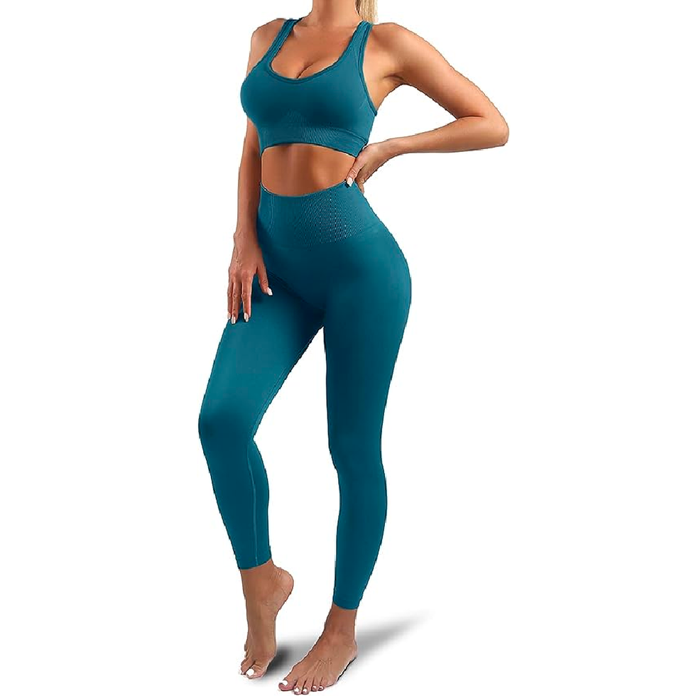 Two Tone Wide Waistband Sports Set  Active wear for women, Wide waistband  leggings, Active wear leggings