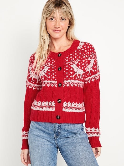 Fair Isle Cardigan Sweater for Women