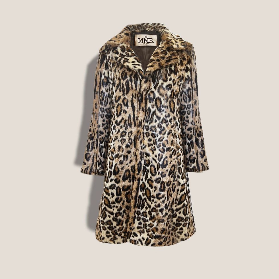 High quality Winter Animal Leopard Faux Fur Extra Long Coat Full