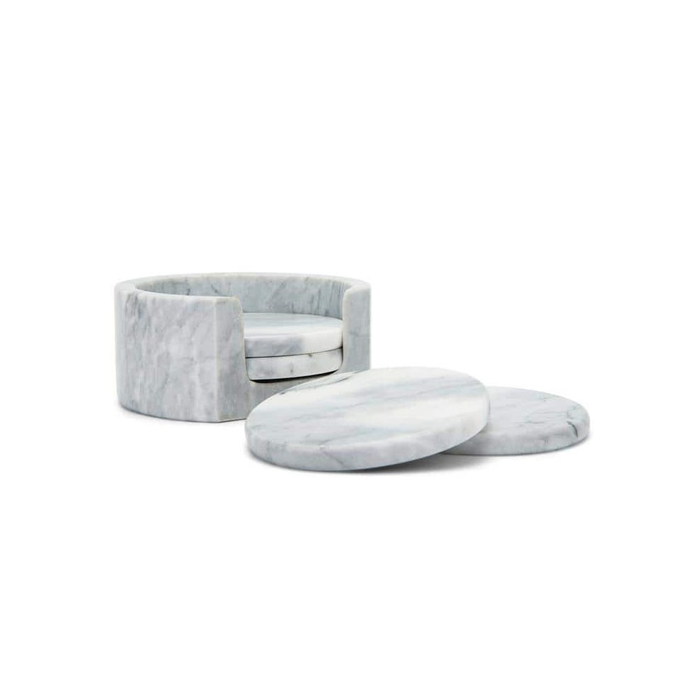 Fox Run Polished Marble Coasters with Holder
