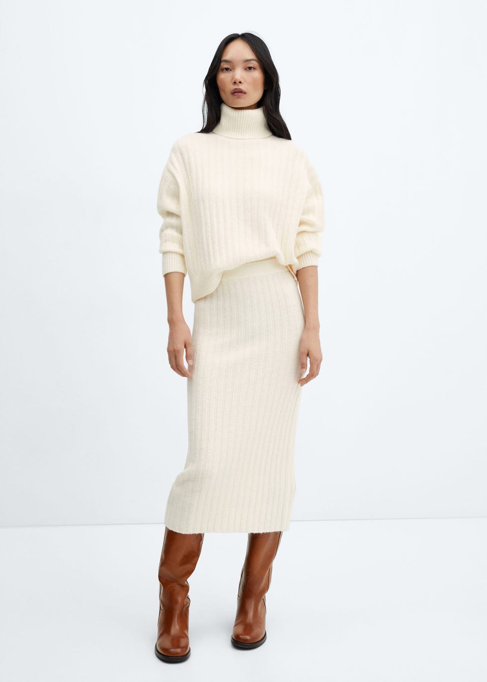 Ribbed Midi Skirt