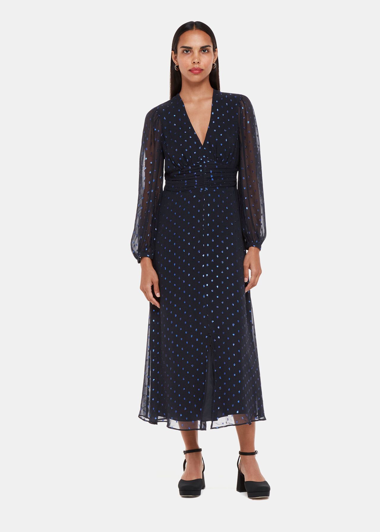 Whistles francesca jacquard outlet wrap dress