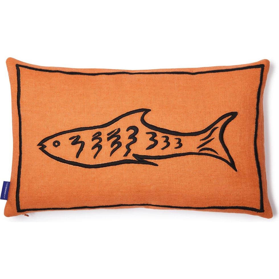 Fish Under the Sea Embroidered Accent Pillow