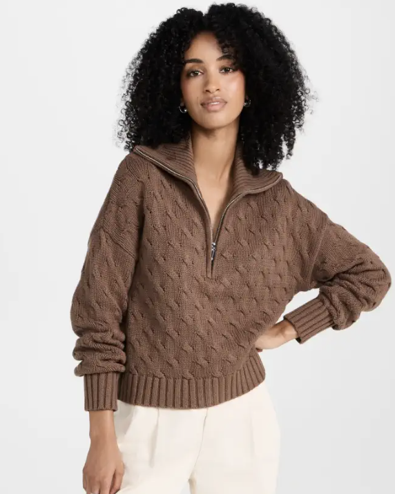 Oversized Half-zip Sweater - Light gray - Ladies