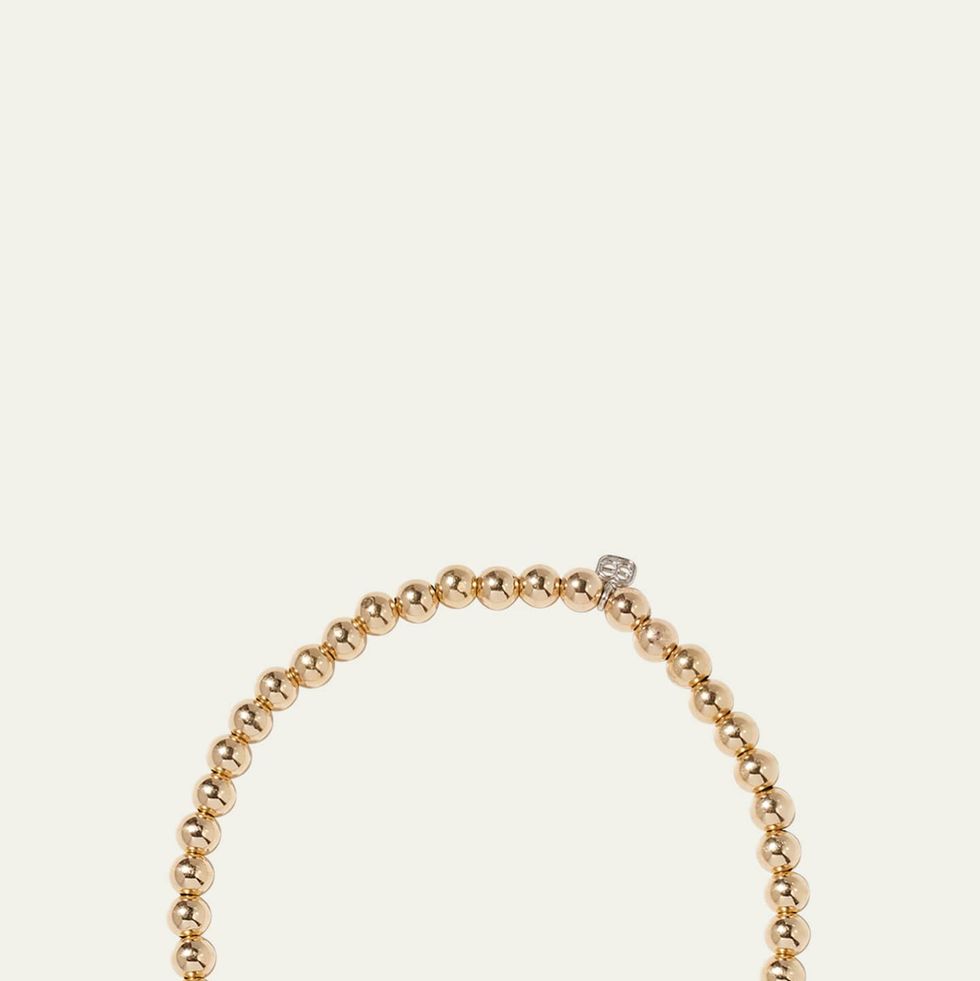 14k Gold Diamond Bead Ball Bracelet