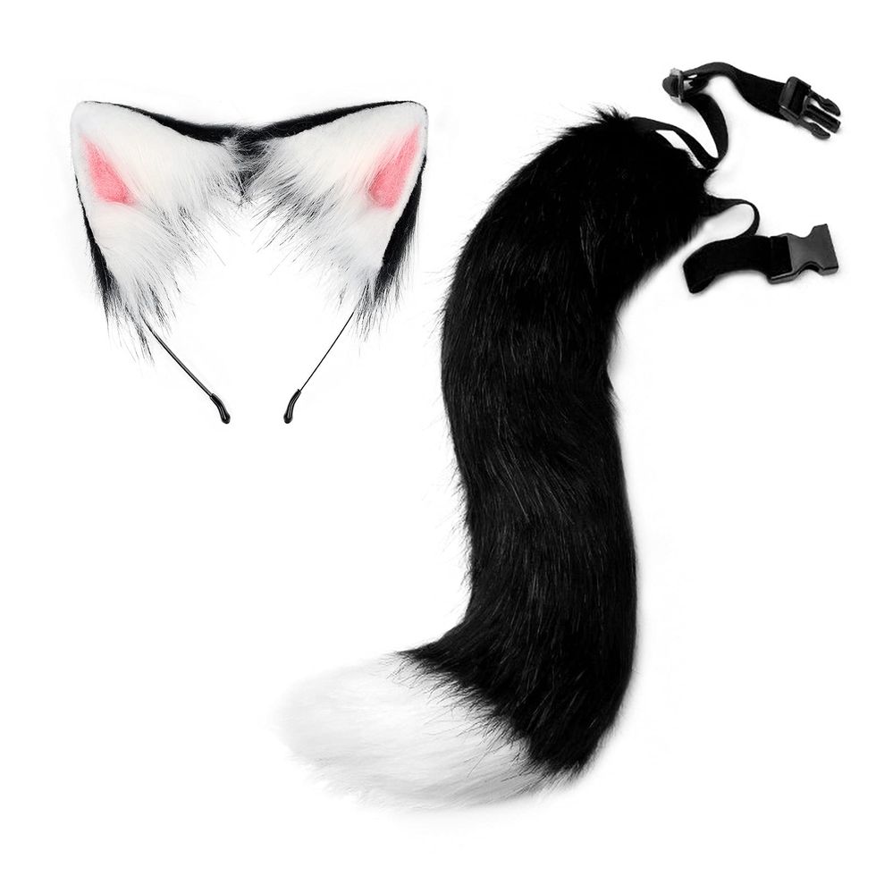 Cat Ears Headband Wolf Fox Tail Set