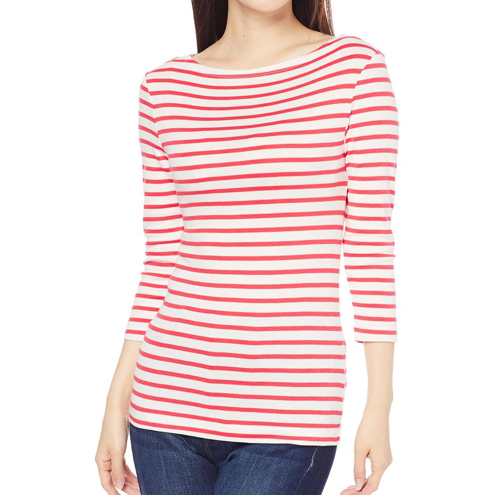 Women's Slim-Fit 3/4 Sleeve Solid Boat Neck T-Shirt