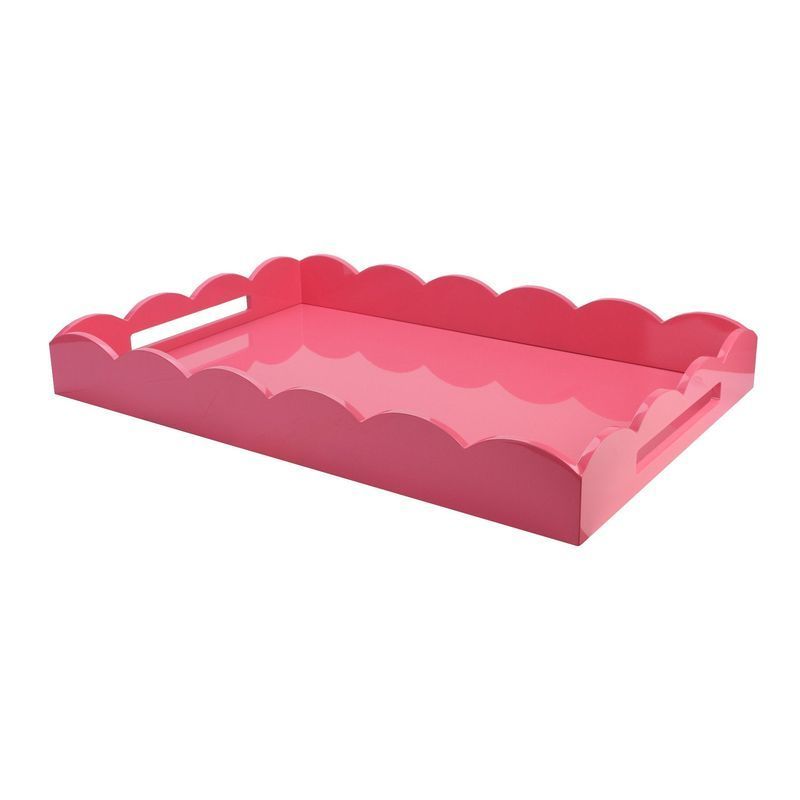 Pink Scalloped Straight Sided Ottoman Tray