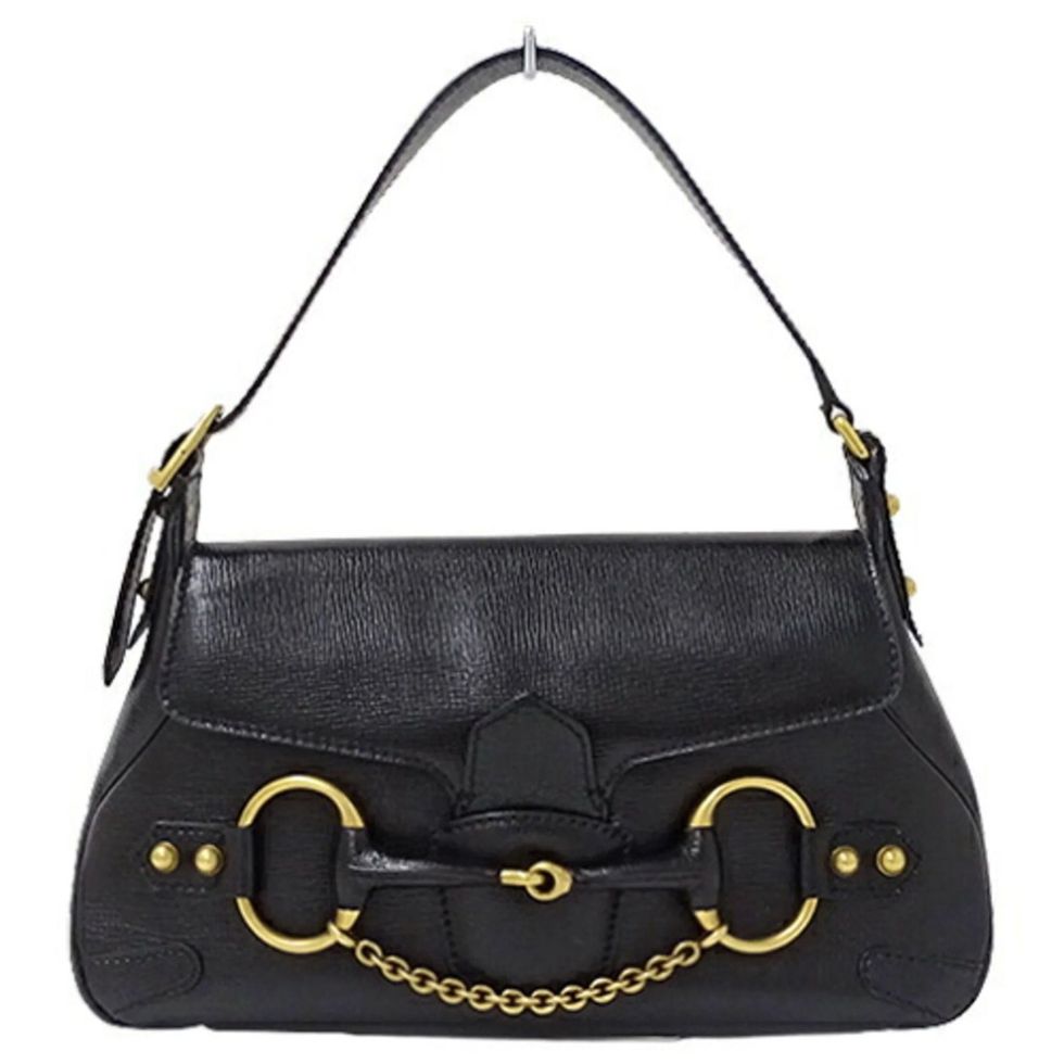 Vintage Gucci Black Exotic Leather Box Shoulder Bag