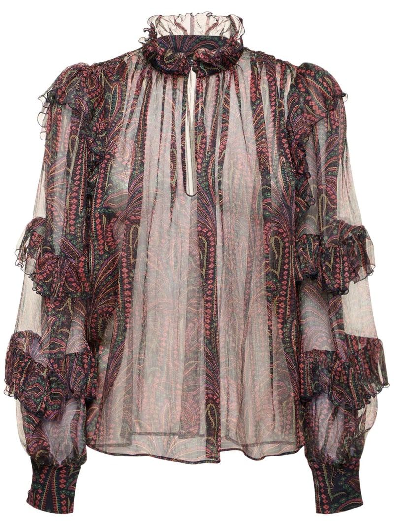 Printed paisley chiffon ruched shirt – Etro
