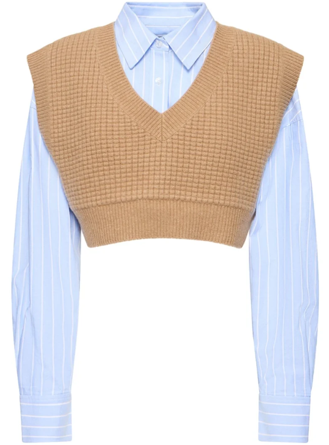 Oxford cotton crop shirt w/vest - Alexander Wang