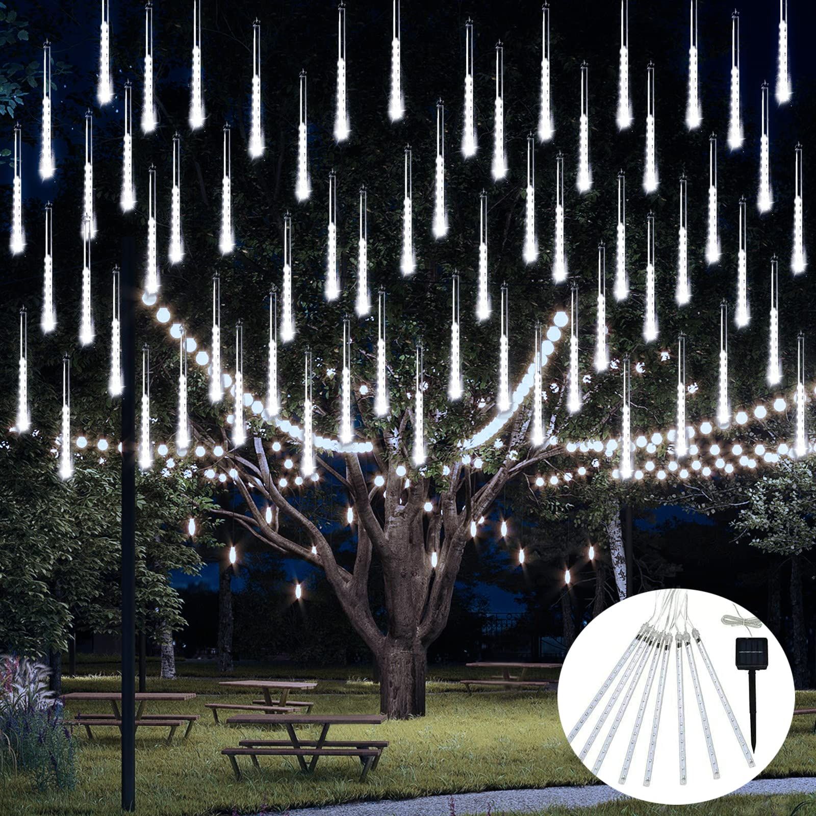 Dripping icicle lights outdoor battery operated store timer white